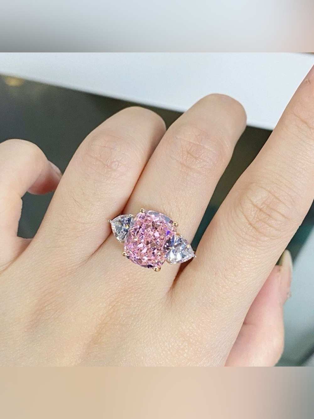 925 Sterling Silver Zircon Geometric Ring